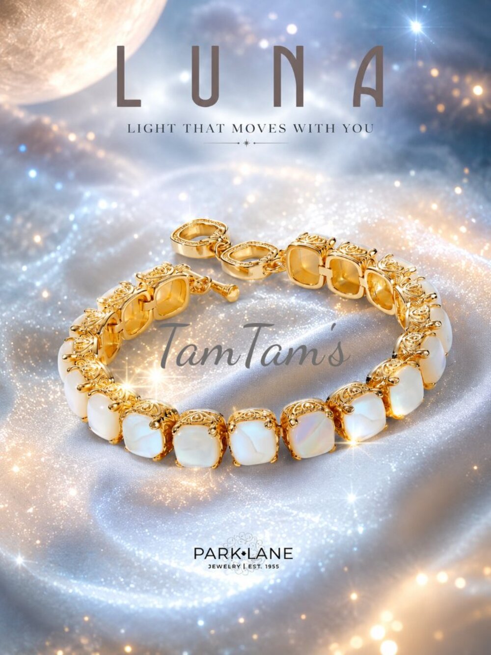 Park Lane Luna Mother of Pearl Impression Tennis Bracelet